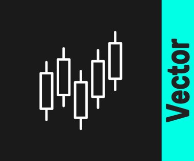 Borsa büyüme grafikleri ve kara fon üzerinde izole edilmiş para simgesi olan beyaz çizgi tarayıcısı. Ekranda ok grafikleri olan bir monitör. Vektör.