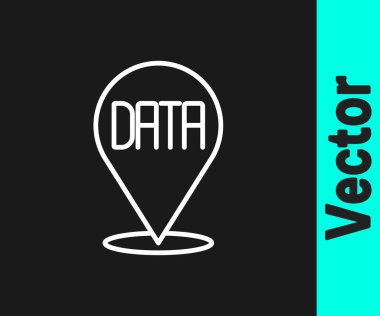 Siyah arkaplanda beyaz çizgi veri analiz simgesi izole edildi. İş veri analizi süreci, istatistik. Çizelgeler ve diyagramlar. Vektör.