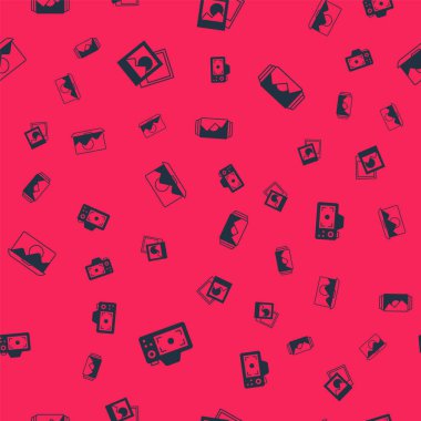 Set Photo camera frame retouching and on seamless pattern. Vector.