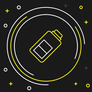 Çizgi Batarya şarj seviyesi göstergesi simgesi siyah arkaplanda izole edildi. Renkli taslak konsepti. Vektör