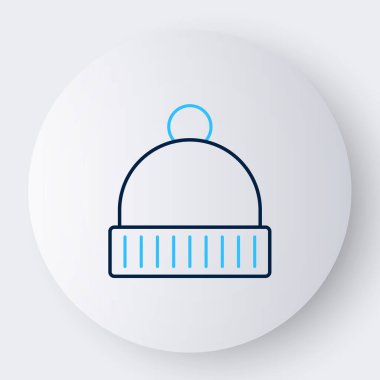 Hat Kış şapkası simgesi beyaz arkaplanda izole edildi. Renkli taslak konsepti. Vektör