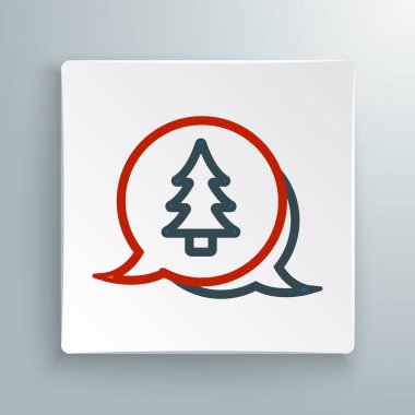 Beyaz arkaplanda çizgi ağacı simgesi izole edildi. Orman sembolü. Renkli taslak konsepti. Vektör