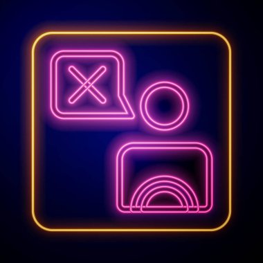 Parlayan neon taksi sürücüsü simgesi siyah arkaplanda izole edildi. Vektör