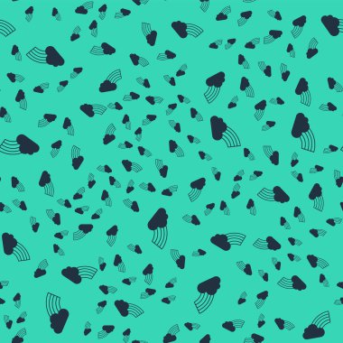 Black Rainbow with cloud icon isolated seamless pattern on green background. Happy Saint Patricks day. National Irish holiday.  Vector