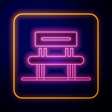 Glowing neon Waiting hall icon isolated on black background.  Vector