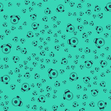 Siyah alarm çanı simgesi yeşil arkaplanda izole edilmiş pürüzsüz desen. Yangın alarmı. Servis zili, el zili işareti, uyarı sembolü. Vektör