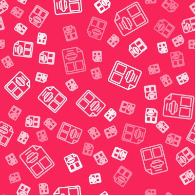 White line Restaurant cafe menu icon isolated seamless pattern on red background.  Vector