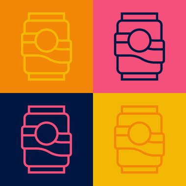 Pop Art Line Soda renkli arka planda izole edilmiş bir ikon. Vektör