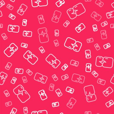 Beyaz çizgi buzdolabı simgesi kırmızı arkaplanda izole edilmiş kusursuz desen. Buzdolabı buzdolabı. Ev aletleri ve aletler. Vektör