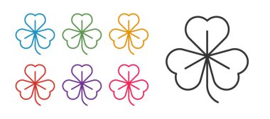 Yonca simgesini beyaz arkaplanda izole et. Mutlu Aziz Patrick günleri. Simgeleri renklendirin. Vektör