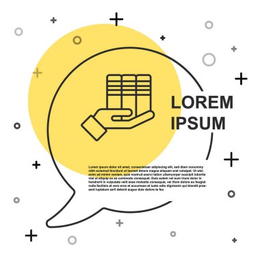 Siyah çizgi kitap bağış simgesi beyaz arkaplanda izole edildi. Rastgele dinamik şekiller. Vektör