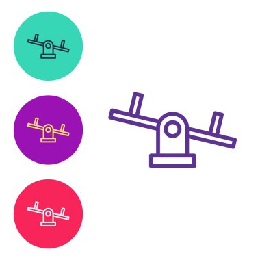 Tahterevalli simgesini beyaz arkaplanda izole et. Tahterevalli eşit yönetim kurulu. Oyun alanı sembolü. Simgeleri renklendirin. Vektör