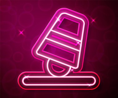 Glowing neon line Game thimbles icon isolated on red background. Ball and glass. Chance and fortune concept.  Vector