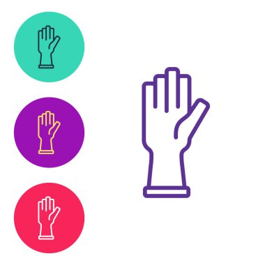 Beyaz arkaplanda koruyucu eldiven simgesi izole edildi. Simgeleri renklendirin. Vektör