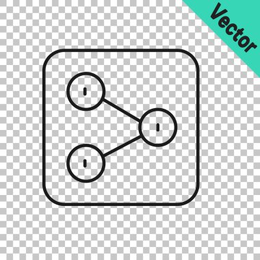 Black line Share icon isolated on transparent background. Share, sharing, communication pictogram, social media, connection, network.  Vector