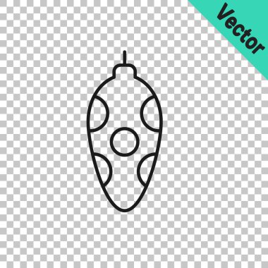 Şeffaf arka planda siyah çizgi Noel oyuncağı ikonu izole edildi. Mutlu Noeller ve mutlu yıllar. Vektör