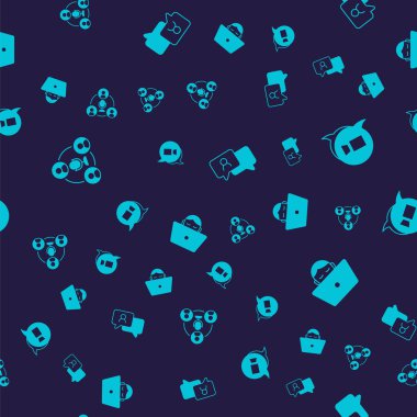 Set Meeting, Video chat conference, Speech bubble and Freelancer on seamless pattern. Vector