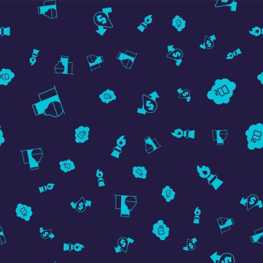 Set Oil tank storage CO2 emissions in cloud price increase and rig with fire on seamless pattern. Vector.