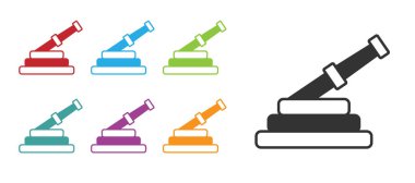 Beyaz arka planda siyah yangın hortumu ikonu izole edildi. Simgeleri renklendirin. Vektör.