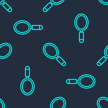 Yeşil çizgi. El aynası ikonu. Mavi arka planda kusursuz desen izole edilmiş. Vektör.