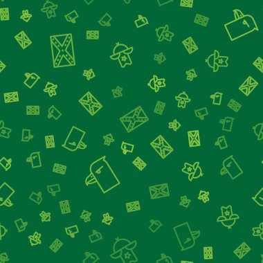 Set line Flag Confederate, Eagle head and Western cowboy hat on seamless pattern. Vector.