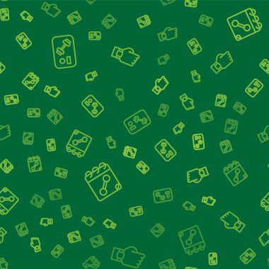 Set line Fitness club, gym card, Calendar fitness and Smart watch on hand on seamless pattern. Vector.