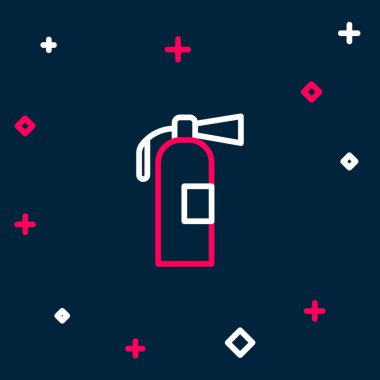 Hat Yangın söndürme ikonu mavi arka planda izole edildi. Renkli taslak konsepti. Vektör.