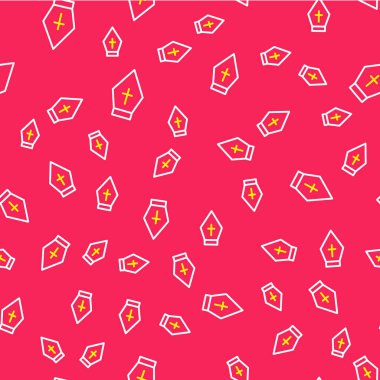 Pope hat şapkası simgesi kırmızı arkaplanda izole edilmiş. Hristiyan şapkası işareti. Vektör.