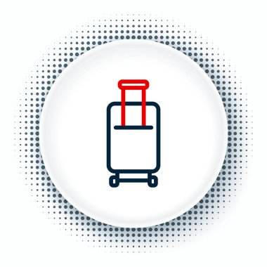 Seyahat simgesi için satır çantası beyaz arkaplanda izole edildi. Seyahat bagaj tabelası. Seyahat bagaj ikonu. Renkli taslak konsepti. Vektör.