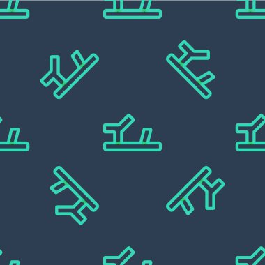 Line Baby shoes icon isolated seamless pattern on blue background. Sandal sign. Vector.