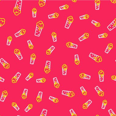 Bira ikonu çizgisi kırmızı arka planda izole edilmiş. Vektör.