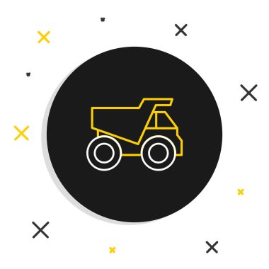 Line Mining dump truck icon isolated on white background. Colorful outline concept. Vector.