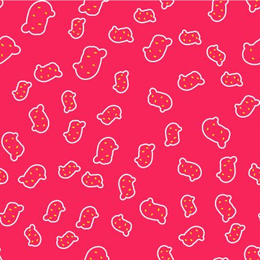 Line Potato icon isolated seamless pattern on red background. Vector.