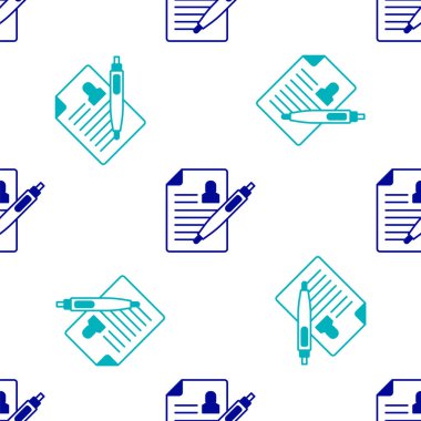 Mavi Devam simgesi beyaz arkaplanda izole edilmiş pürüzsüz desen. Özgeçmiş başvurusu. Profesyonel personel aranıyor. Personel analizi devam ediyor. Vektör.