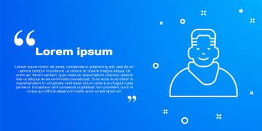 White line Client in barbershop icon isolated on blue background. Vector.