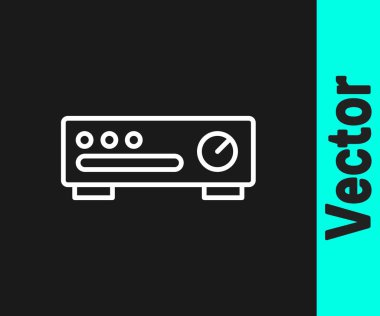 Beyaz çizgi Ses Karıştırıcı simgesi siyah arkaplanda izole edildi. DJ ekipman kaydırma düğmeleri. Konsol karıştırılıyor. Vektör.