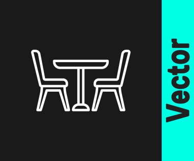 Siyah arka planda izole edilmiş beyaz çizgi ahşap masa. Vektör.