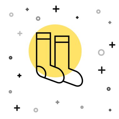 Siyah çizgi Çorap simgesi beyaz arkaplanda izole edildi. Rastgele dinamik şekiller. Vektör.