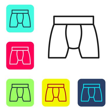 Black line Men underpants icon isolated on white background. Man underwear. Set icons in color square buttons. Vector.