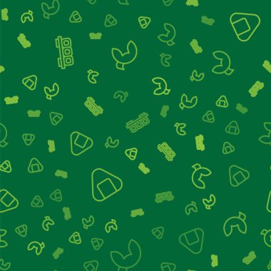 Set line Sushi on cutting board, and Chinese fortune cookie on seamless pattern. Vector.