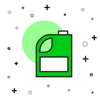 Beyaz arka planda izole edilmiş motor makine yağı ikonu için ana hatlı teneke kutu. Benzin bidonu. Yağ değiştirme ve onarım servisi. Motor yağı işareti. Vektör.