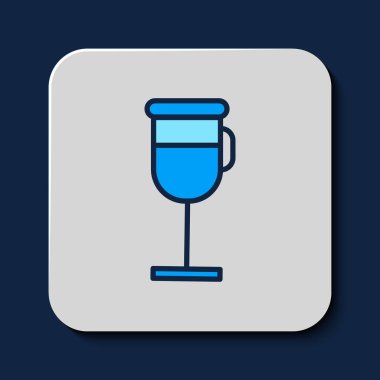 Filled outline Irish coffee icon isolated on blue background. Vector.
