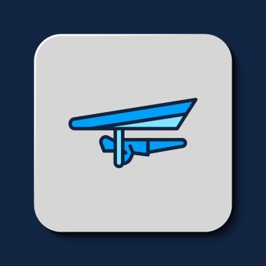 Filled outline Hang glider icon isolated on blue background. Extreme sport. Vector.