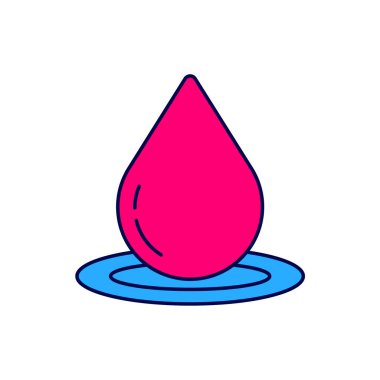 Doldurulmuş ana hatlı su bırakma simgesi beyaz arkaplanda izole edildi. Vektör.