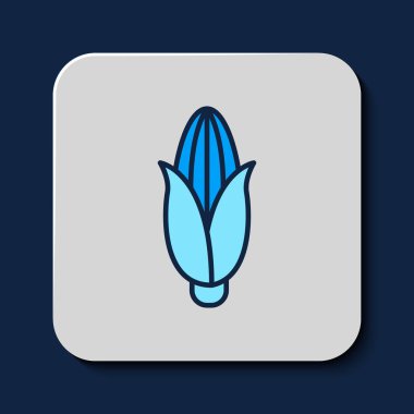 Doldurulmuş Mısır simgesi mavi arkaplanda izole edildi. Vektör.