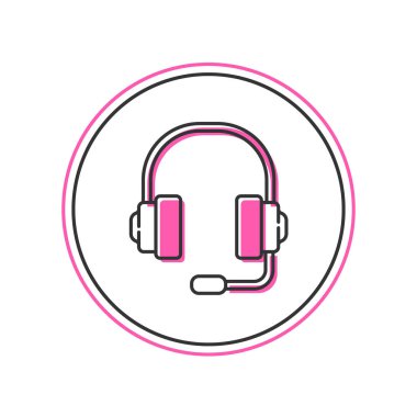 Doldurulmuş dış hat kulaklık simgesi beyaz arkaplanda izole edildi. Müşteri hizmetleri, yardım hattı, çağrı merkezi, faq, bakım. Vektör.