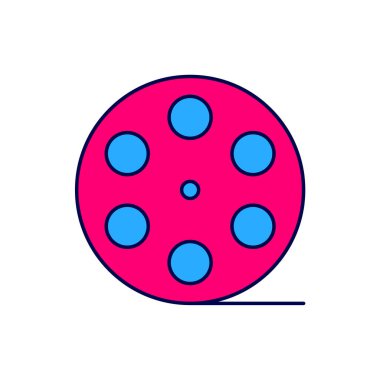 Doldurulmuş ana film makarası simgesi beyaz arkaplanda izole edildi. Vektör.