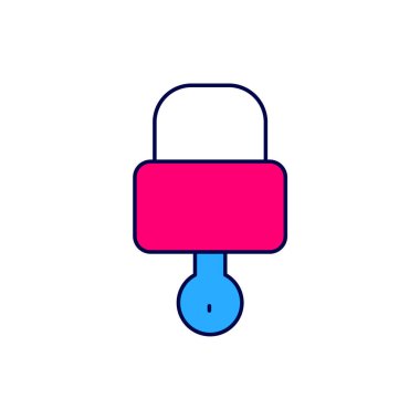 Filled outline Lock and key icon isolated on white background. Padlock sign. Security, safety, protection, privacy concept. Vector.
