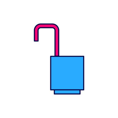 Açık asma kilit simgesi beyaz arkaplanda izole edildi. Kilit açık işareti. Siber güvenlik kavramı. Dijital veri koruması. Vektör.