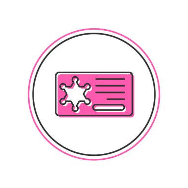 Doldurulmuş polis rozeti simgesi beyaz arka planda izole edilmiş. Şerif rozeti. Vektör.